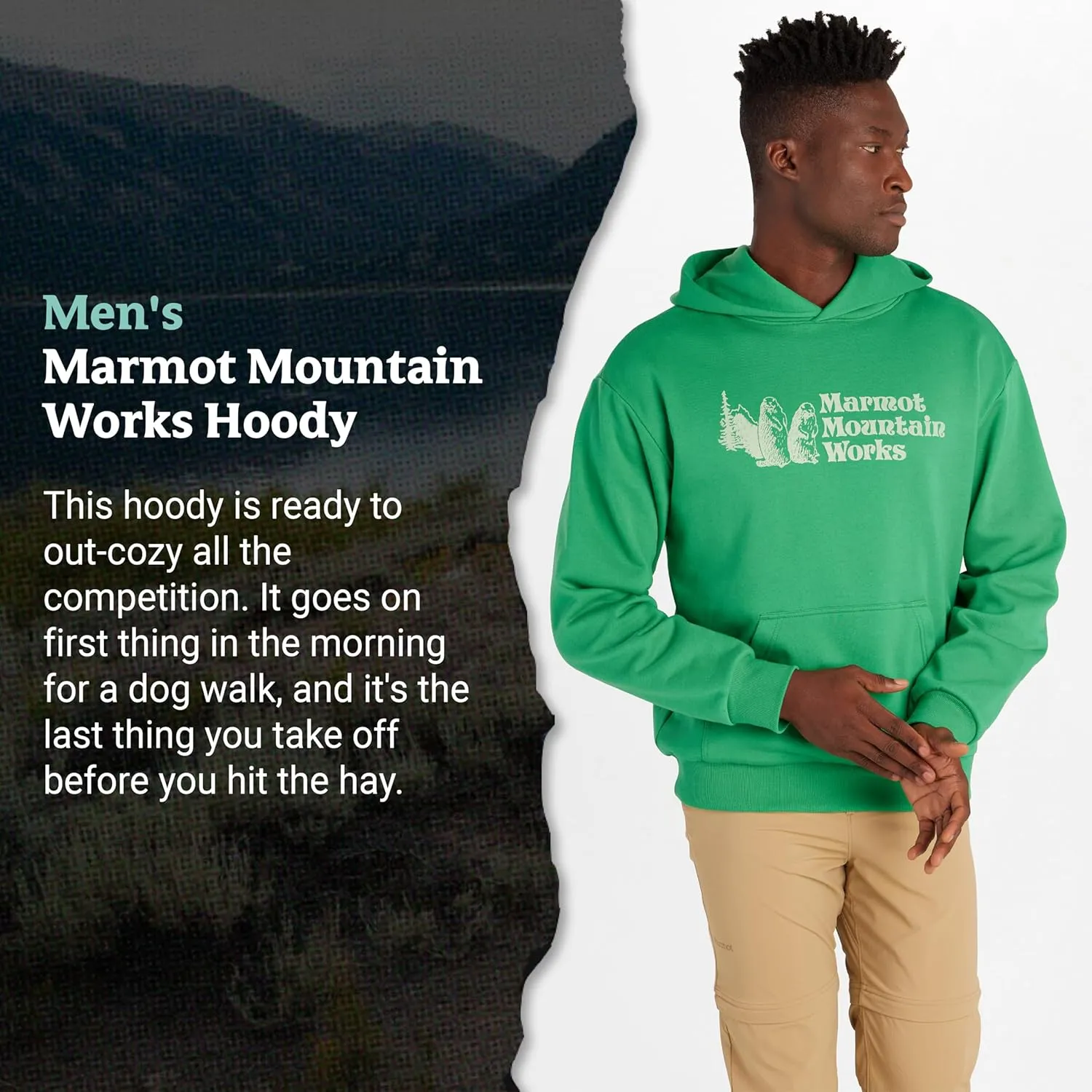MARMOT Men's MMW Hoody - Hooded Sweatshirt with Screen Printed Graphic, Double-Layer Hood and Kangaroo Pocket