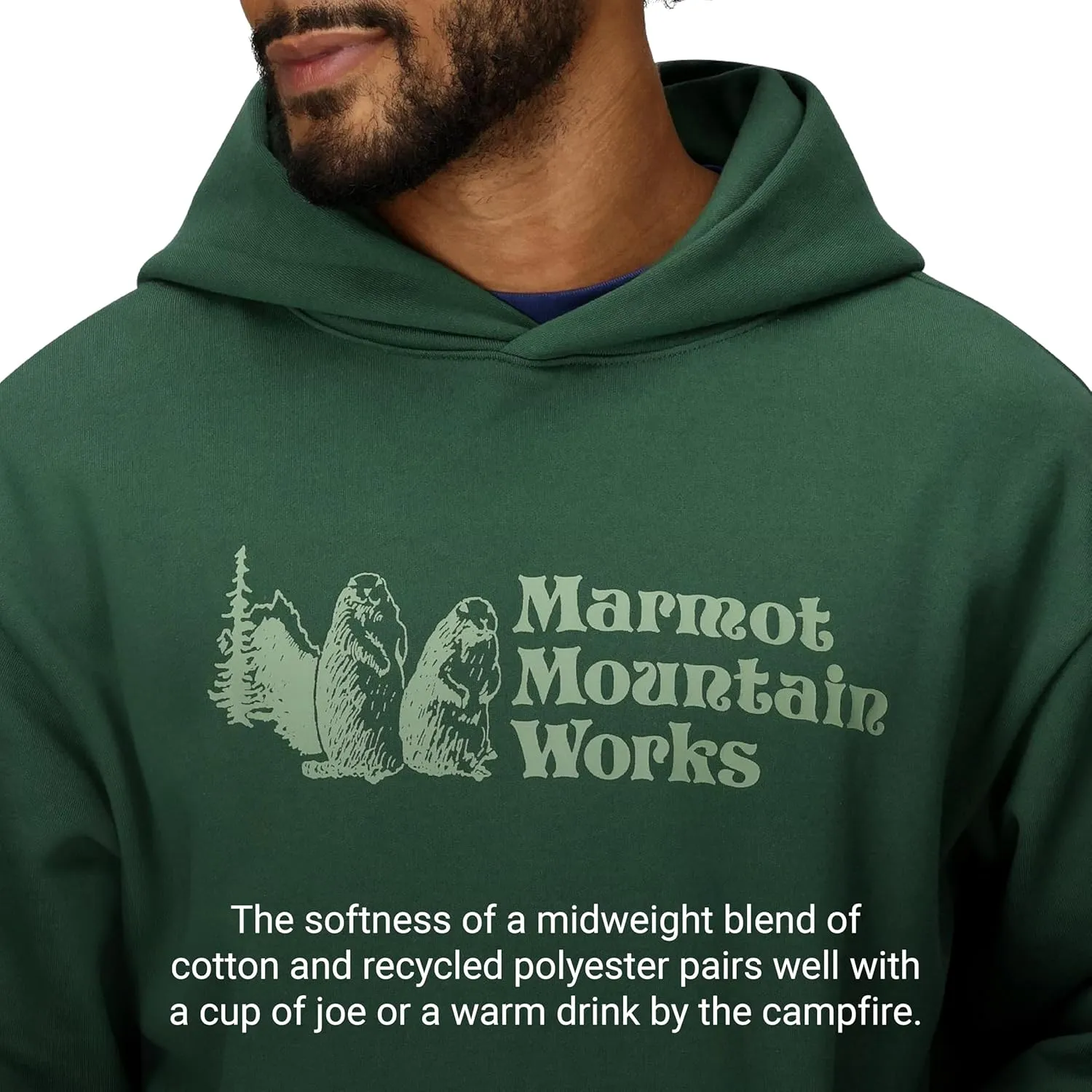 MARMOT Men's MMW Hoody - Hooded Sweatshirt with Screen Printed Graphic, Double-Layer Hood and Kangaroo Pocket