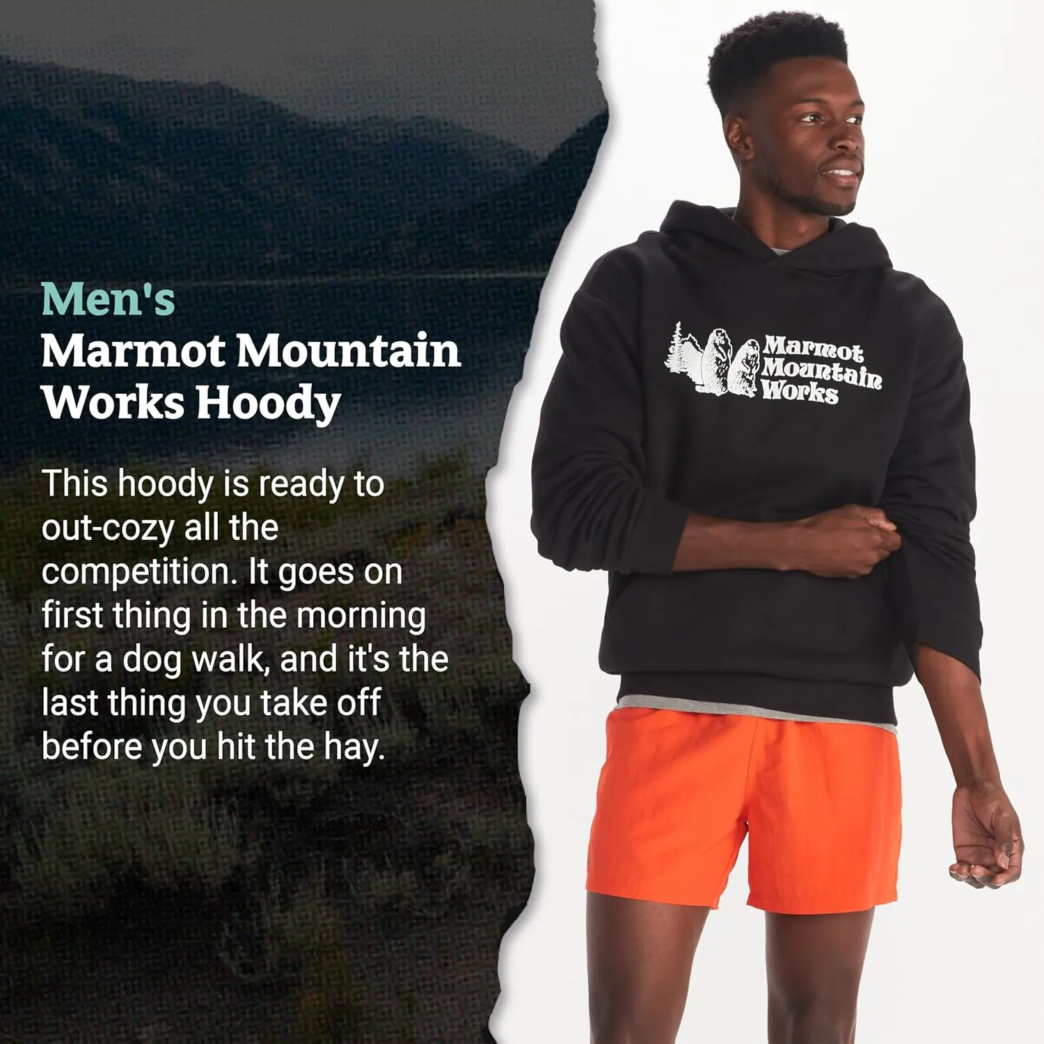 MARMOT Men's MMW Hoody - Hooded Sweatshirt with Screen Printed Graphic, Double-Layer Hood and Kangaroo Pocket