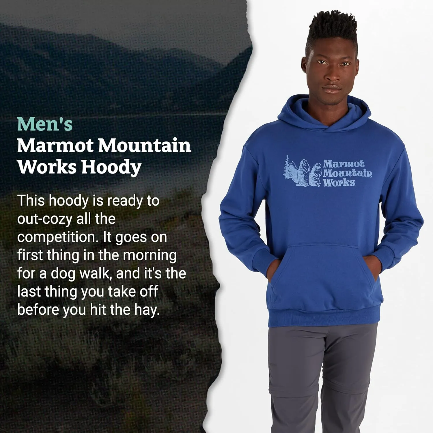 MARMOT Men's MMW Hoody - Hooded Sweatshirt with Screen Printed Graphic, Double-Layer Hood and Kangaroo Pocket