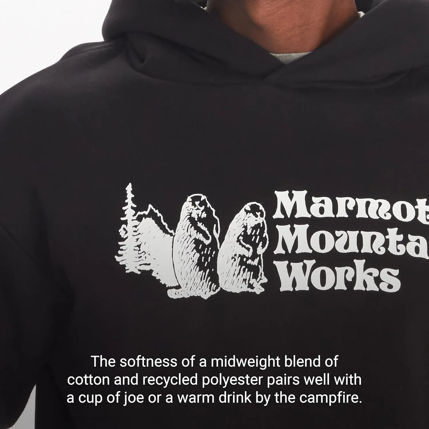 MARMOT Men's MMW Hoody - Hooded Sweatshirt with Screen Printed Graphic, Double-Layer Hood and Kangaroo Pocket