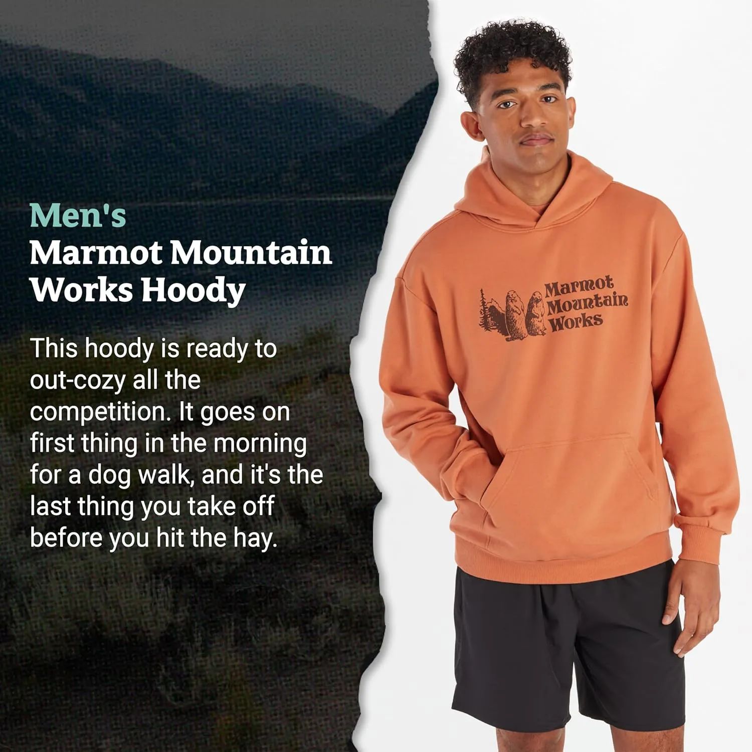 MARMOT Men's MMW Hoody - Hooded Sweatshirt with Screen Printed Graphic, Double-Layer Hood and Kangaroo Pocket