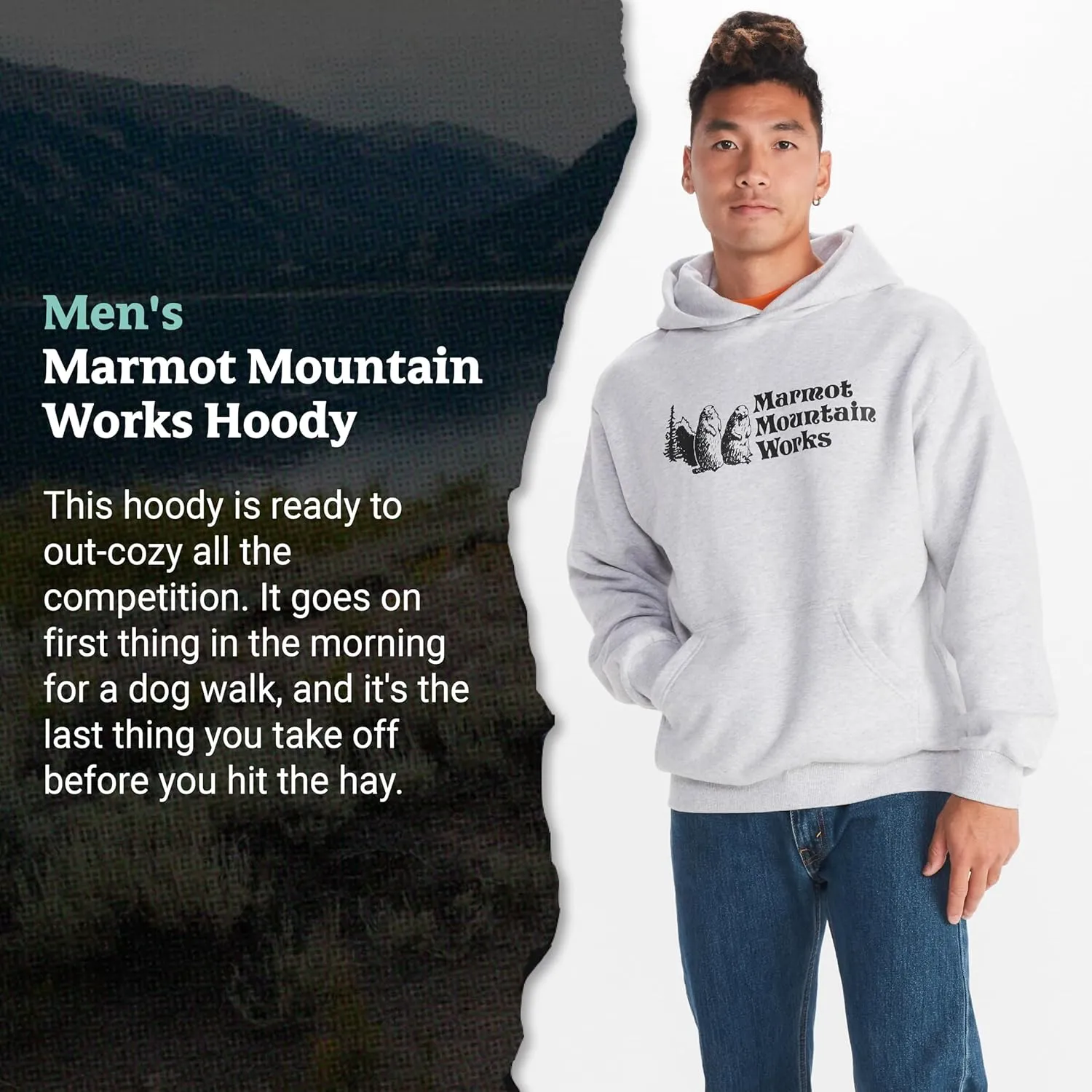 MARMOT Men's MMW Hoody - Hooded Sweatshirt with Screen Printed Graphic, Double-Layer Hood and Kangaroo Pocket