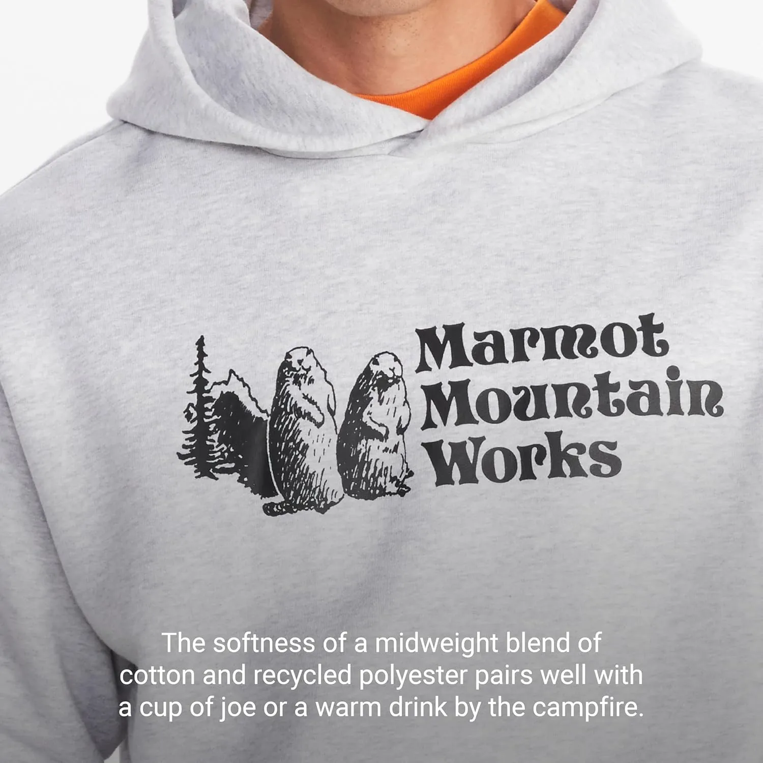 MARMOT Men's MMW Hoody - Hooded Sweatshirt with Screen Printed Graphic, Double-Layer Hood and Kangaroo Pocket