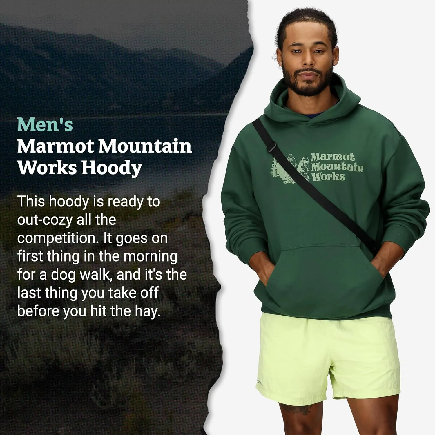 MARMOT Men's MMW Hoody - Hooded Sweatshirt with Screen Printed Graphic, Double-Layer Hood and Kangaroo Pocket