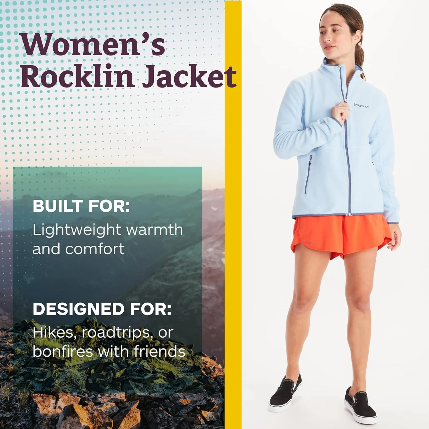 MARMOT Women's Rocklin Full-Zip Jacket - Classic, Warm, Lightweight 100-Weight Fleece Layer