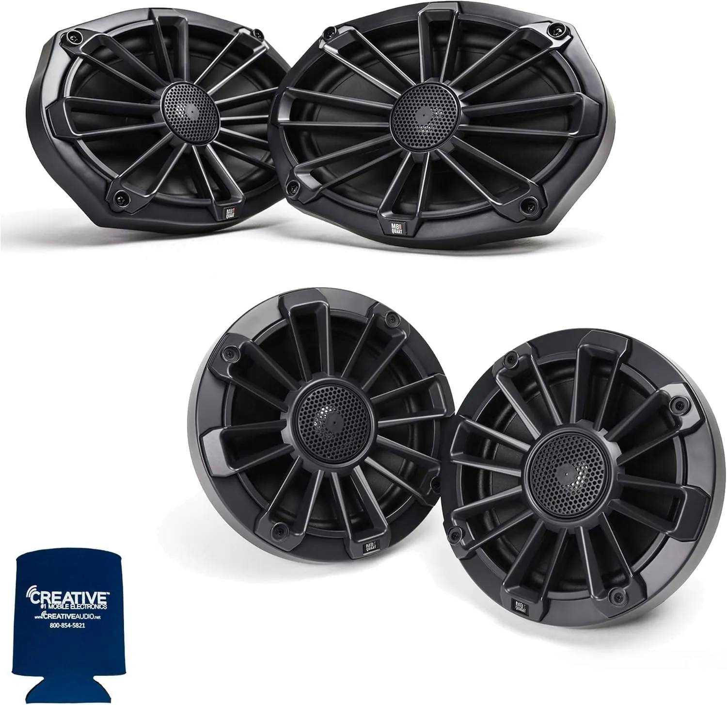 MB Quart Bundle- 1 Pair of NP1-169 Nautic Premium 6x9 Marine Speakers & 1 Pair of NP1-116 Nautic Premium 6.5" Marine Speakers (Black Frame with Black, Silver, White Grills Included)