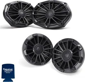 MB Quart Bundle- 1 Pair of NP1-169 Nautic Premium 6x9 Marine Speakers & 1 Pair of NP1-116 Nautic Premium 6.5" Marine Speakers (Black Frame with Black, Silver, White Grills Included)