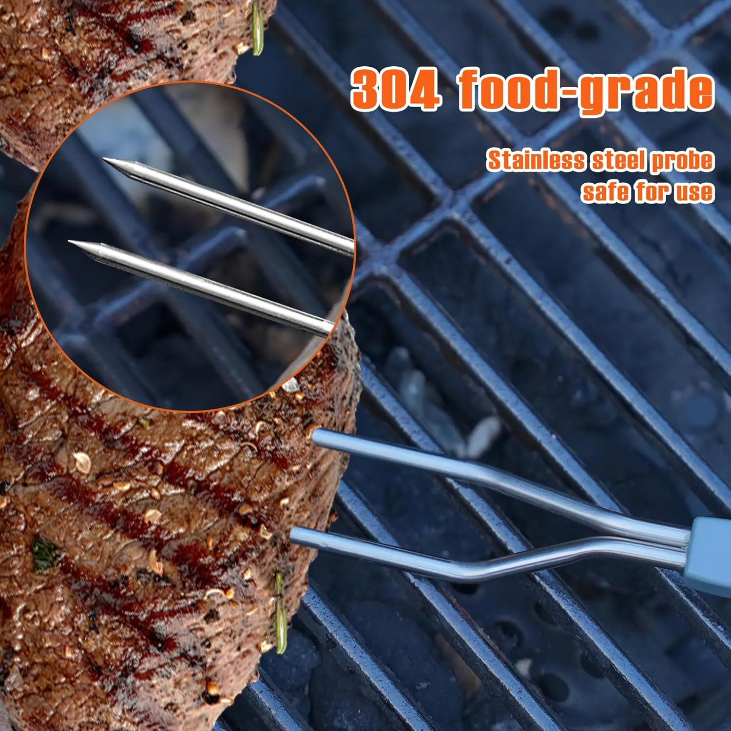 Meat Thermometer Fork with Electronic Ready Alarm, Digital Cooking Thermometer with Instant Read, LCD Display and Led Light, Grill Thermometers for BBQ Grilling Gadgets Steak Pork, Black