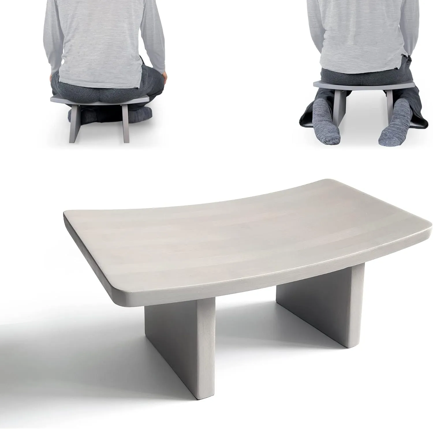 Meditation Bench | Wide & Tall Sturdy Stable Cross Legged & Kneeling Stool | Easy on HIPS and Knees | Prayer Bench | Lightweight Sustainable Bamboo Stool