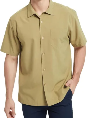 Men's Hawaiian Shirts Silk and Cotton Button Down Casual Tropical Holiday Beach Shirts