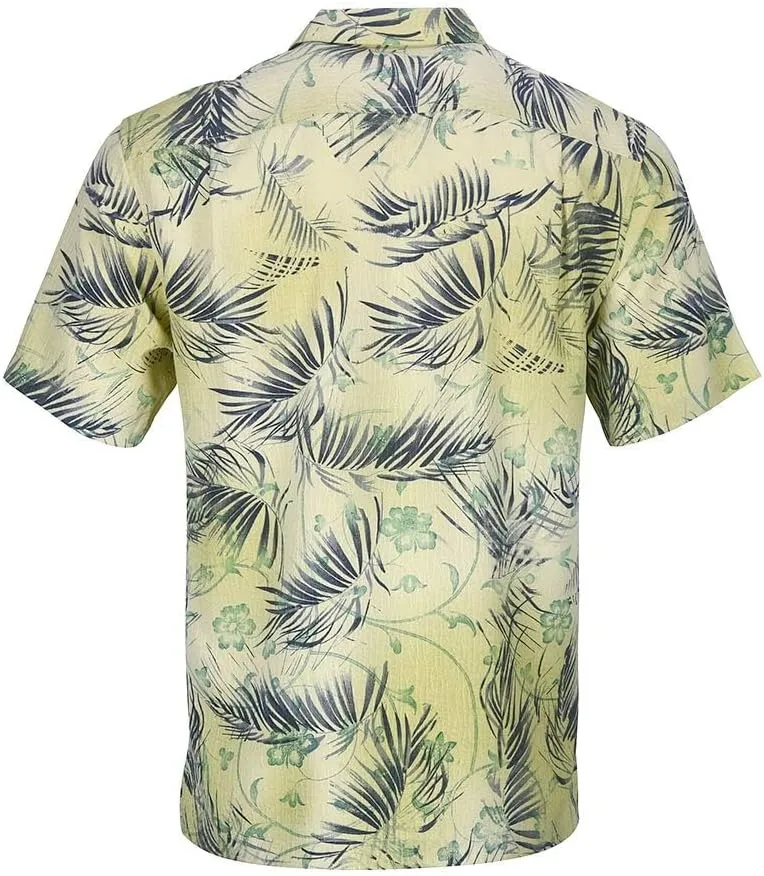 Mens Hawaiian Shirts Silk Short Sleeve Printed Beach Shirt Relaxed Fit Summer Tropical Shirts