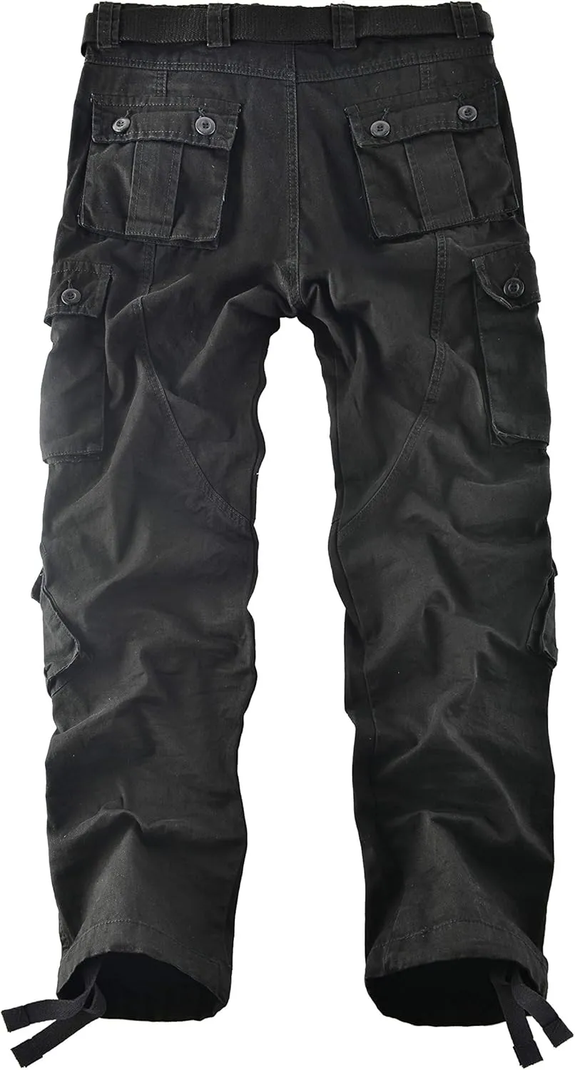 Men's Wild Cotton Casual Military Army Cargo Camo Combat Work Cargo Hiking Pants with 8 Pocket