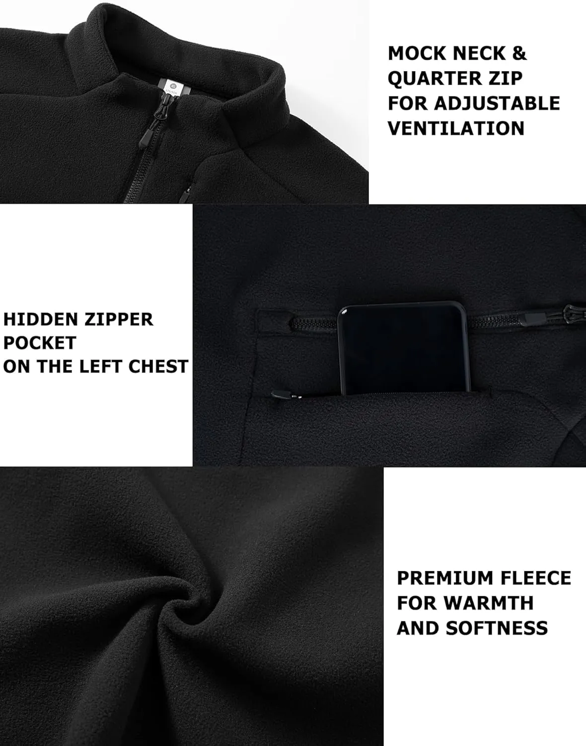 Mens Winter Sweatshirts Premium Fleece Outdoor Thermal Quarter-Zip Pullover, Camping Skiing Shirs for Men