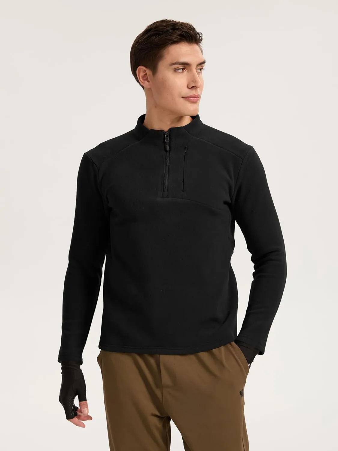 Mens Winter Sweatshirts Premium Fleece Outdoor Thermal Quarter-Zip Pullover, Camping Skiing Shirs for Men