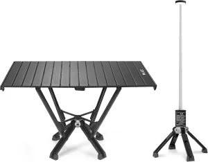 Metal Camping Folding Table, Telescopic Camping Light with Carry Bag [Bundle Sale: 2 Packs]