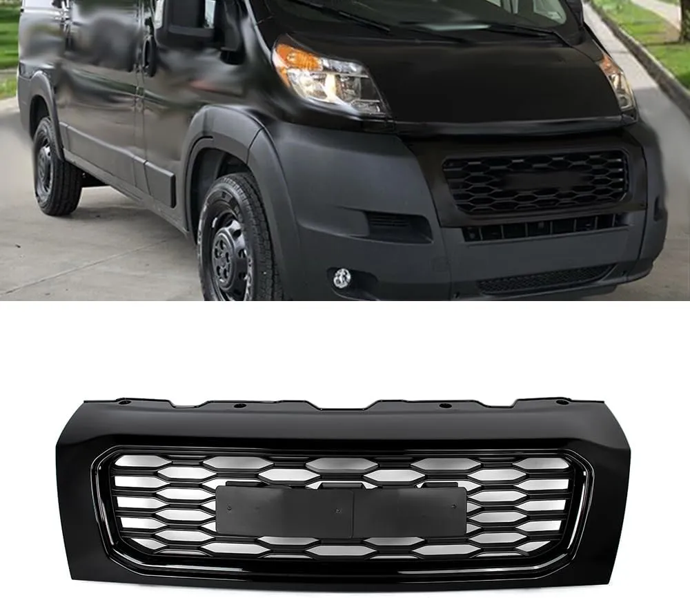 MIC Front Grille Grill Compatible with Ram Promaster 1500 2500 3500 2019-2022 (Gloss Black)