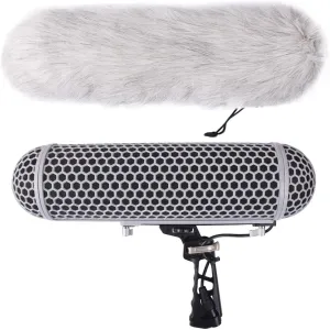 Micolive Microphone Windshield Blimp Windscreen Style Protect Cage and Shock Mount Suspension System Compatible with Rode NTG1 NTG2 NTG3 NTG4  AT875R Line MKE 600 Series Shotgun Microphones etc