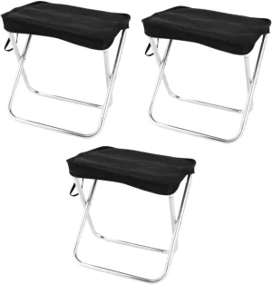 Mikikit 3pcs Fishing Chair Lightweight Camping Stool Aluminum Alloy Stool for Outdoor Activities