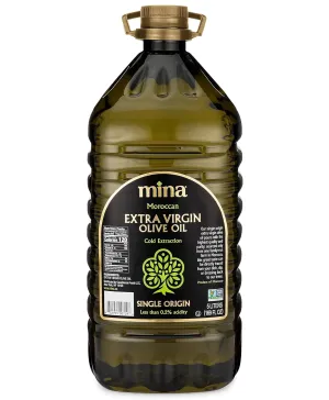 Mina Olive Oil Extra Virgin 169 Fl Oz, New Harvest, Polyphenol Rich Olive Oil for Cooking, Moroccan EVOO, Single Origin, Cold Extraction, Less than 0.2% Acidity, 5 L