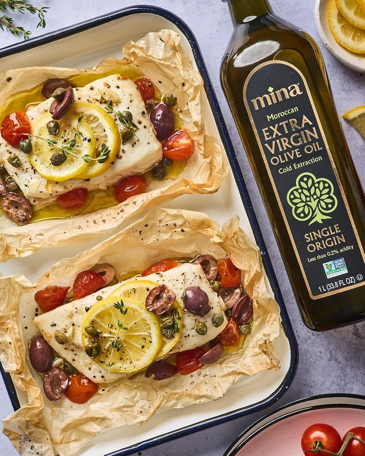 Mina Olive Oil Extra Virgin 169 Fl Oz, New Harvest, Polyphenol Rich Olive Oil for Cooking, Moroccan EVOO, Single Origin, Cold Extraction, Less than 0.2% Acidity, 5 L