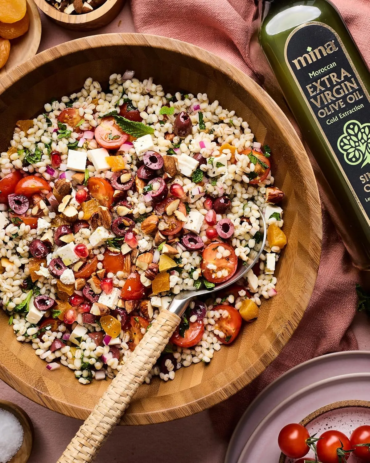 Mina Olive Oil Extra Virgin 68 Fl Oz, New Harvest, Polyphenol Rich Moroccan Extra Virgin Olive Oil, Single Origin, Early Harvest, Cold Extraction, Less than 0.2% Acidity, 2 L