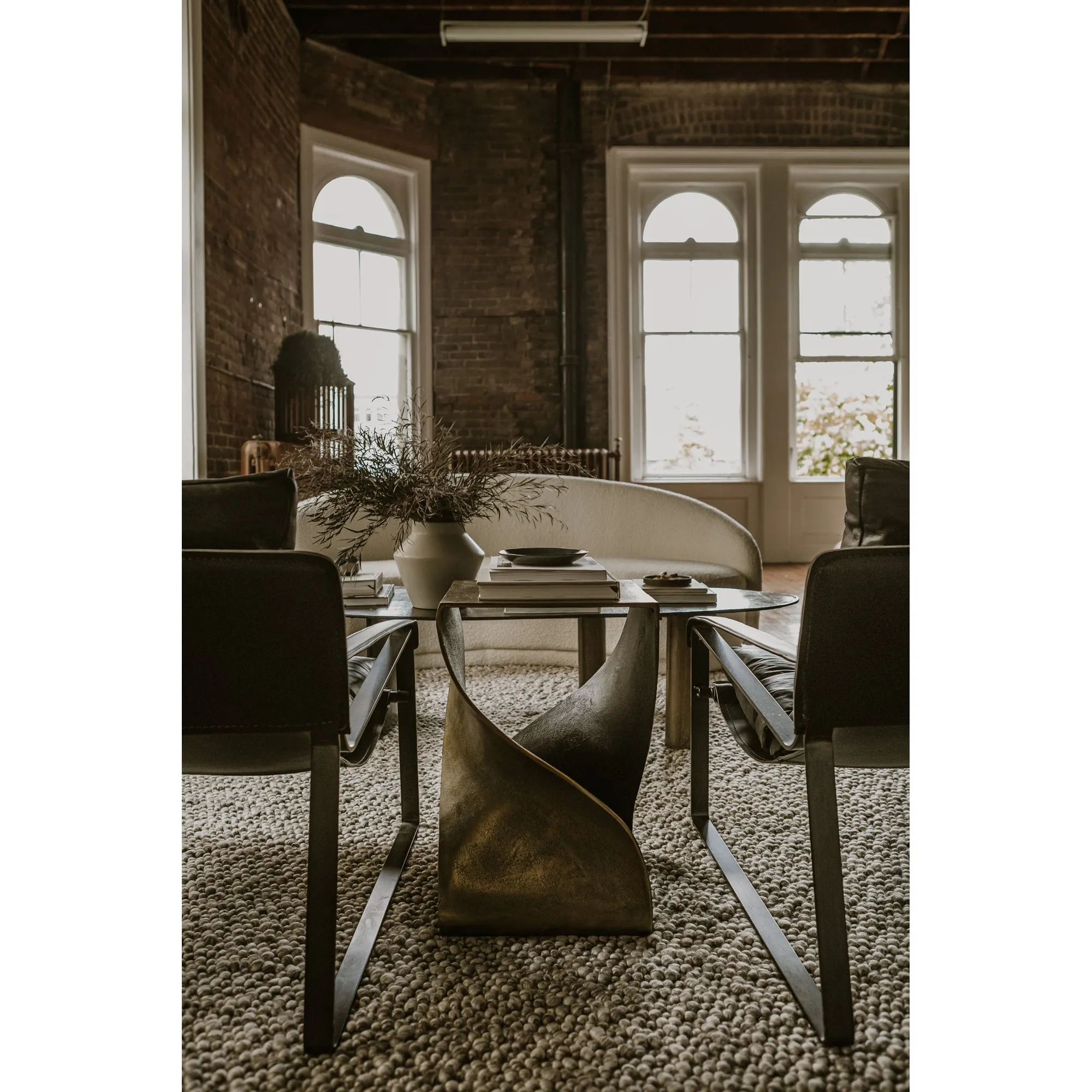 Modern Spiral Side Table with Dual Tone Finish