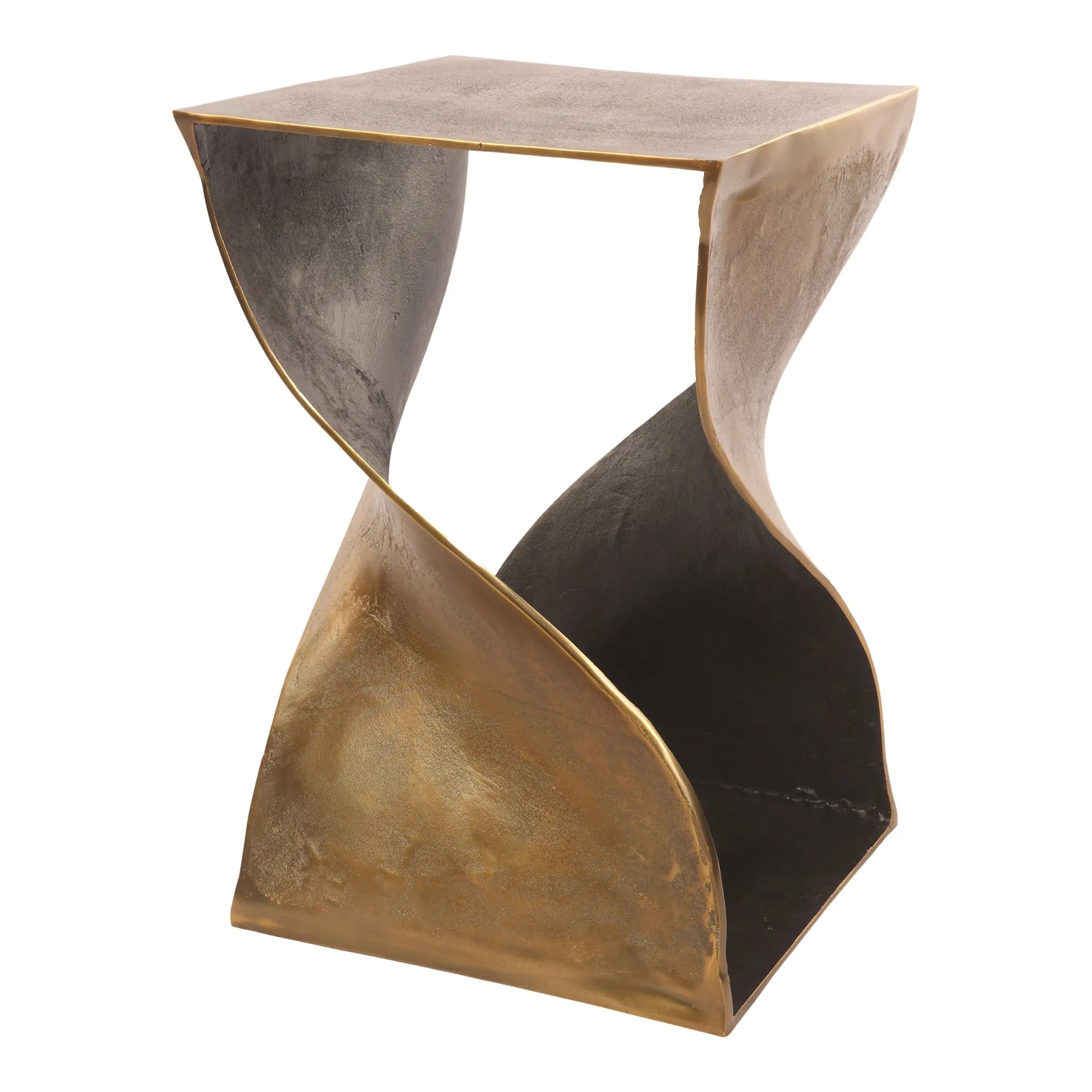 Modern Spiral Side Table with Dual Tone Finish