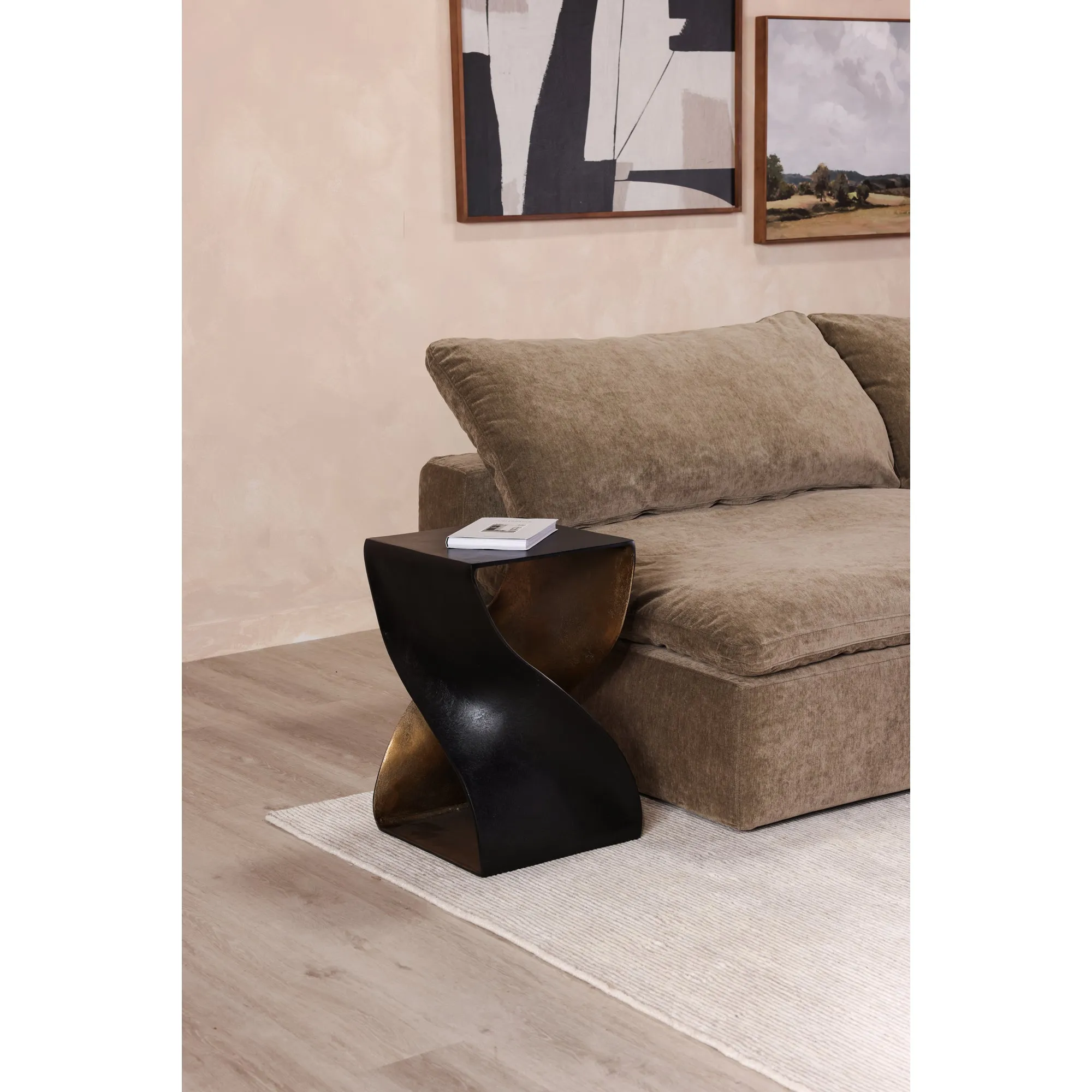 Modern Spiral Side Table with Dual Tone Finish