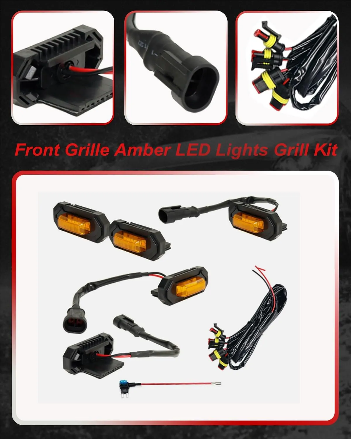 ‎MODIPIM Amber Shell Amber Light 4pcs RAV4 LED Grill Lights for Toyota RAV4 2019 2020 2021 2022 OEM Grille with Wiring Harness Grill Kit