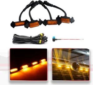 ‎MODIPIM Amber Shell Amber Light 4pcs RAV4 LED Grill Lights for Toyota RAV4 2019 2020 2021 2022 OEM Grille with Wiring Harness Grill Kit