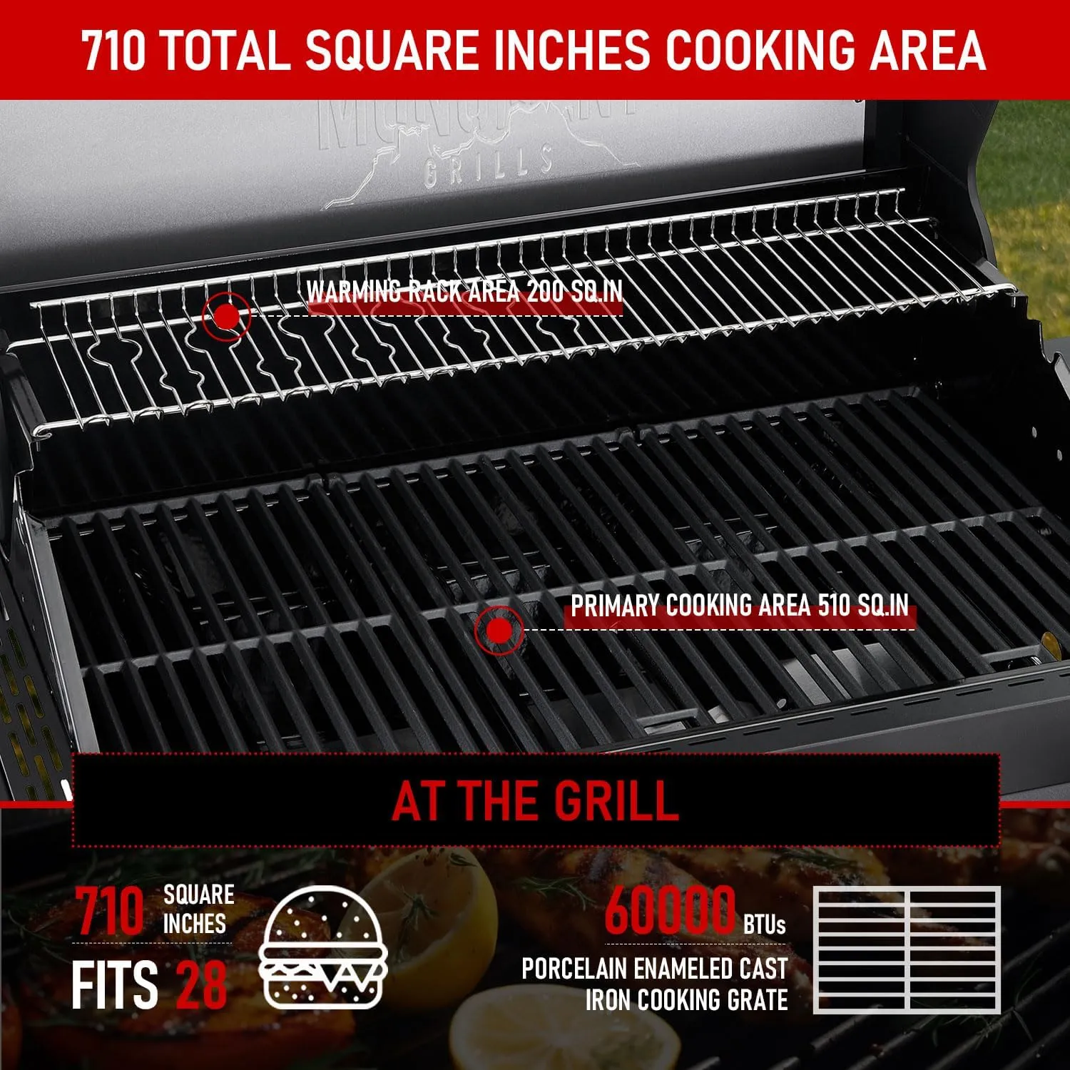 Monument Grills 4-Burner Liquid Propane Gas Smart bbq Grill Denali 425 with Smart technology, Side Burner and LED Controls, Black