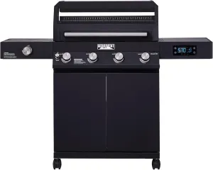 Monument Grills 4-Burner Liquid Propane Gas Smart bbq Grill Denali 425 with Smart technology, Side Burner and LED Controls, Black
