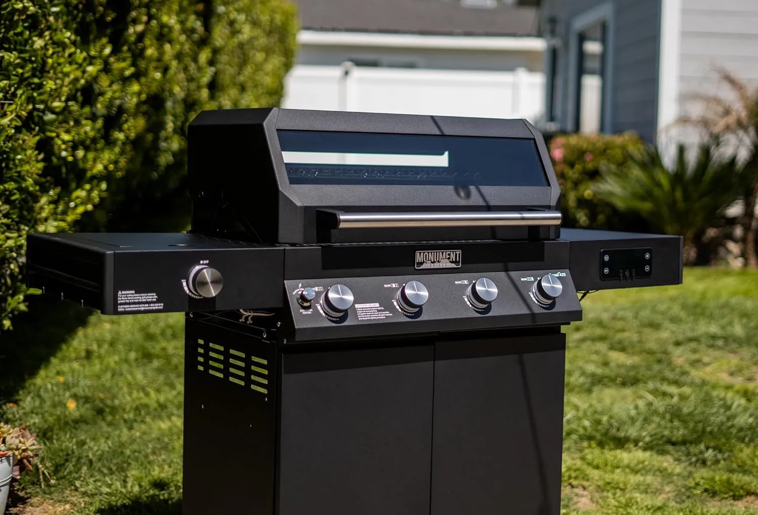 Monument Grills 4-Burner Liquid Propane Gas Smart bbq Grill Denali 425 with Stainless Steel Rotisserie Kit(2 Items)