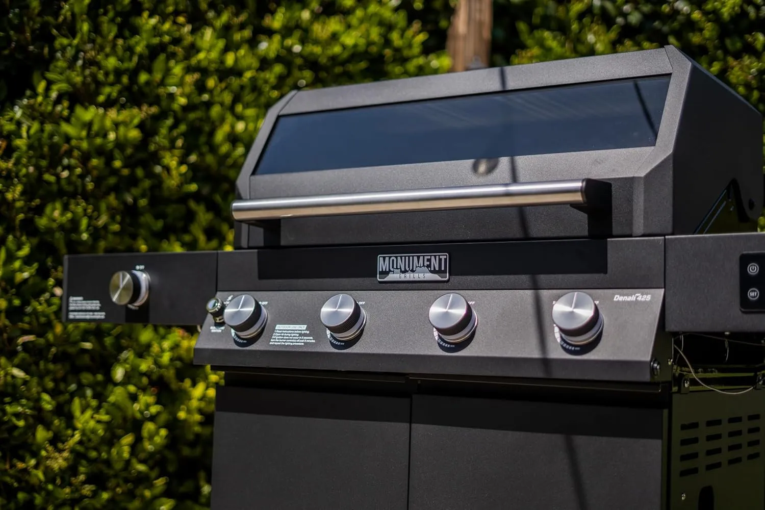 Monument Grills 4-Burner Liquid Propane Gas Smart bbq Grill Denali 425 with Stainless Steel Rotisserie Kit(2 Items)