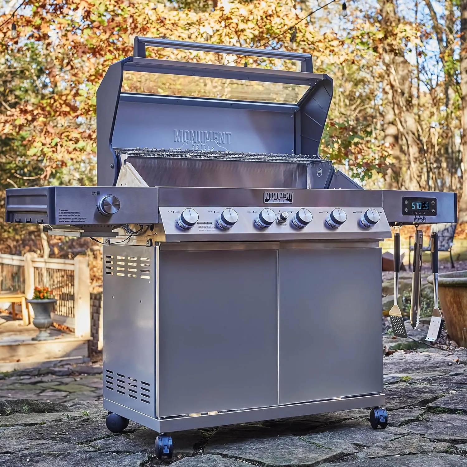 Monument Grills 6-Burner Convertible Natural Gas Smart bbq Grill Stainless Steel Denali 605 with Conversion Kit
