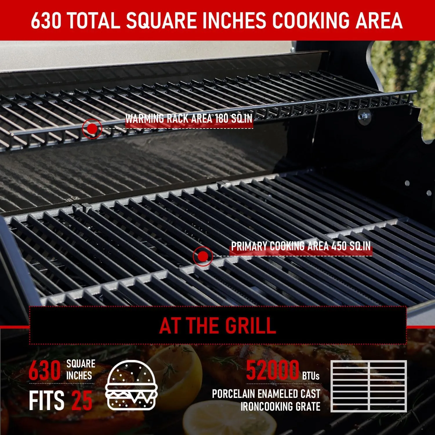 Monument Grills Outdoor Barbecue Stainless Steel 4 Burner Propane Gas Grill, 52,000 BTU Patio Garden Barbecue Grill with Side Burner and Knob Controls, Mesa425, Black