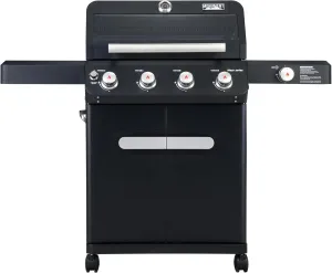 Monument Grills Outdoor Barbecue Stainless Steel 4 Burner Propane Gas Grill, 52,000 BTU Patio Garden Barbecue Grill with Side Burner and Knob Controls, Mesa425, Black