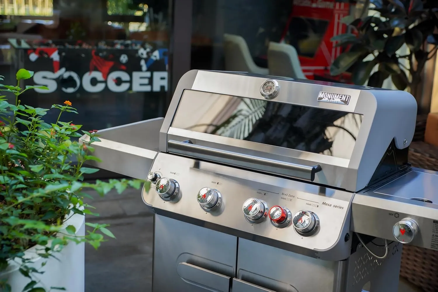 Monument Grills Outdoor Barbecue Stainless Steel 4 Burner Propane Gas Grill, 62,000 BTU Patio Garden Barbecue Grill with Side Burner and Knob Controls, Mesa415BZ