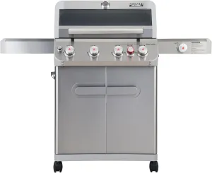 Monument Grills Outdoor Barbecue Stainless Steel 4 Burner Propane Gas Grill, 62,000 BTU Patio Garden Barbecue Grill with Side Burner and Knob Controls, Mesa415BZ