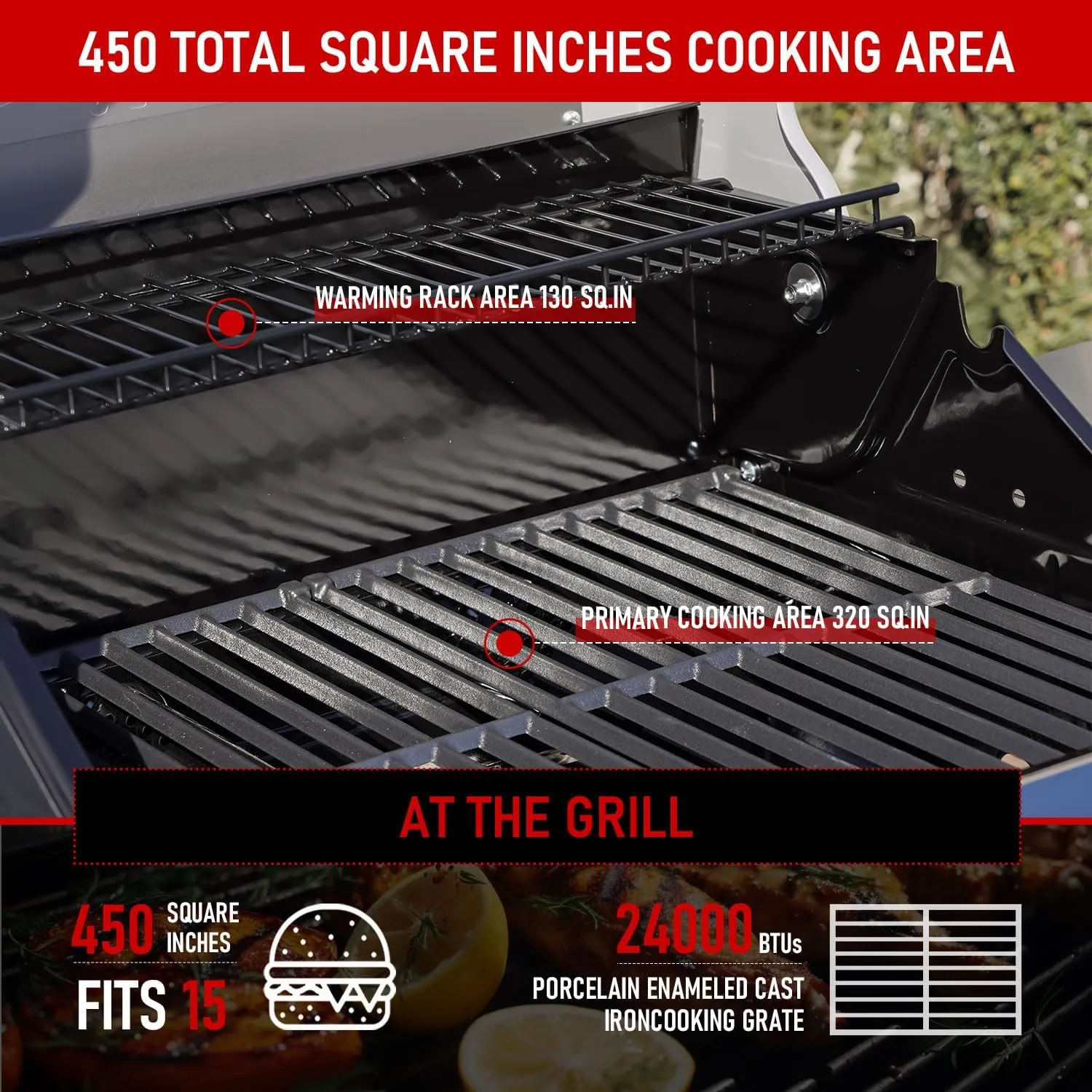 Monument Grills Outdoor Barbecue Stainless Steel 4 Burner Propane Gas Grill, 62,000 BTU Patio Garden Barbecue Grill with Side Burner and Knob Controls, Mesa415BZ