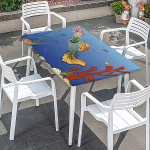 Multicolor Elastic Edge Fitted Tablecloth, Swimming Ocean Cartoon Waterproof Elastic Table Cover, for Outdoor Picnics/Travel/Holiday/Party Animal Fits up 4 Foot Tables