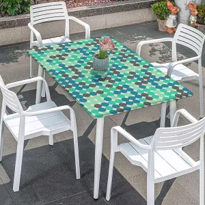 Multicolor Elastic Edged Table Covers Colorful Polka Dots Circles Striped Waterproof Spill-Easy to Wipe, Great for Picnic Party Outdoor Patio Abstract Fits up 4 Foot Tables