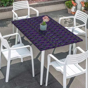 Multicolor Fitted Tablecloth Cover, Tropical Jungle Rainforest Artistic Doodle Tablecloth Elastic Edge Fitted Table Cover Leaves Floral Fits up 5 Foot Tables