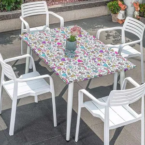 Multicolor Rectangle Tablecloth, 70s Party Peace Sign Indoor or Outdoor Fitted Table Covers for Banquet Tables Colorful Fits up 5 Foot Tables