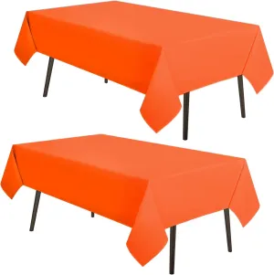 MYSKY HOME 2 Pack Orange Tablecloth 60x84 Inch Rectangle Table Cloth for 4 Feet Table- Wrinkle Resistant Washable Polyester Table Cover for Dining Party and Camping