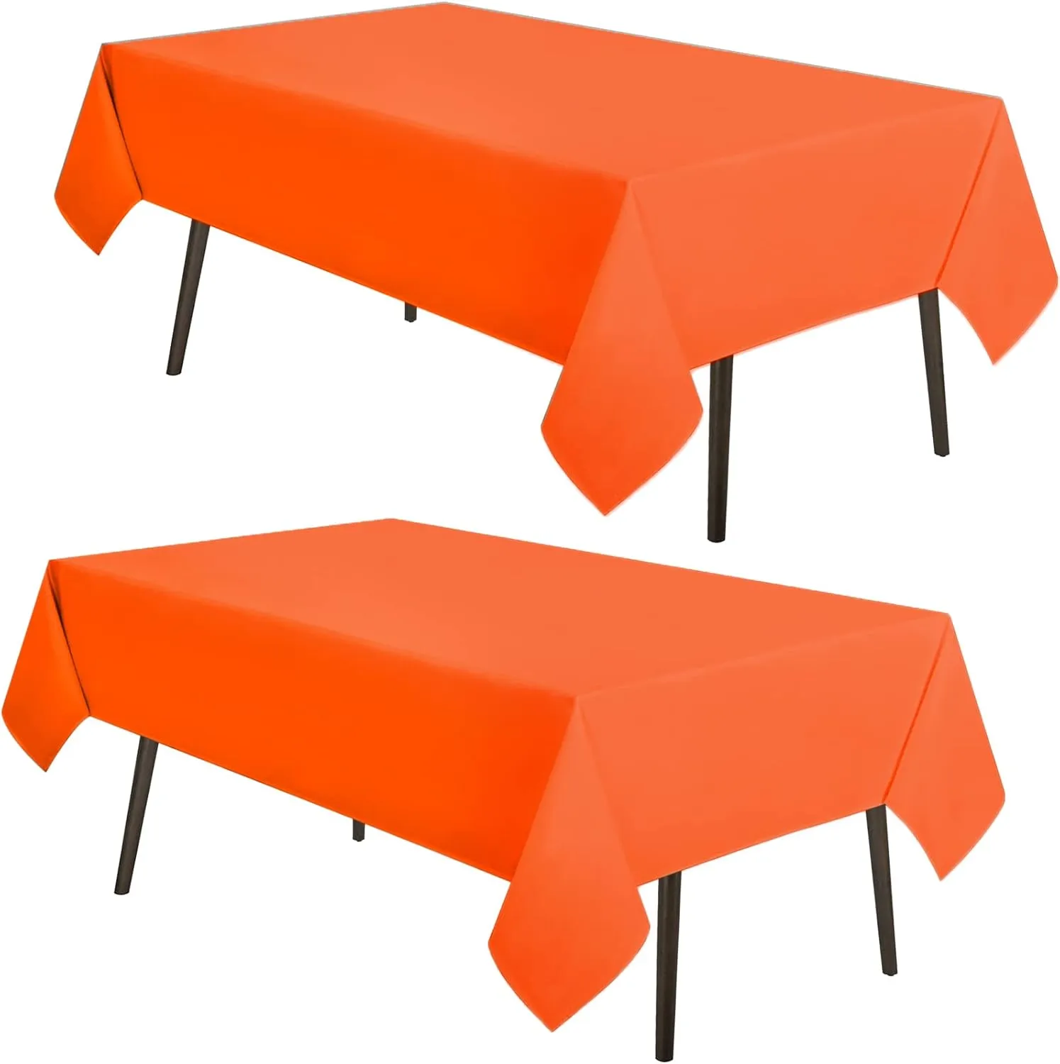 MYSKY HOME 2 Pack Orange Tablecloth 60x84 Inch Rectangle Table Cloth for 4 Feet Table- Wrinkle Resistant Washable Polyester Table Cover for Dining Party and Camping