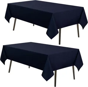 MYSKY HOME 2Pack Navy Tablecloth 60x120 Inch Rectangle Table Cloth for 8 Feet Table- Wrinkle Resistant Washable Polyester Table Cover for Dining Party and Camping