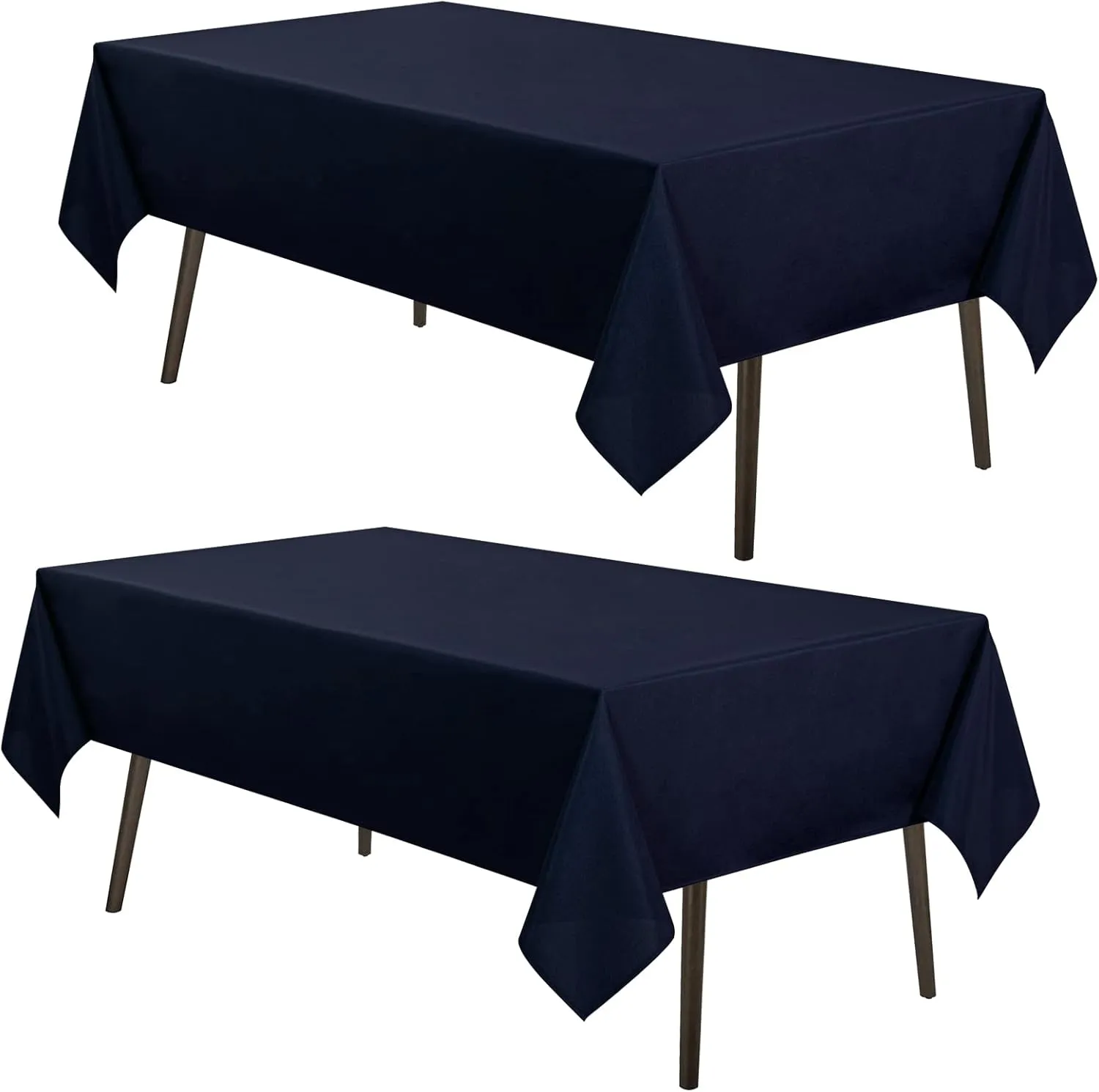MYSKY HOME 2Pack Navy Tablecloth 60x120 Inch Rectangle Table Cloth for 8 Feet Table- Wrinkle Resistant Washable Polyester Table Cover for Dining Party and Camping