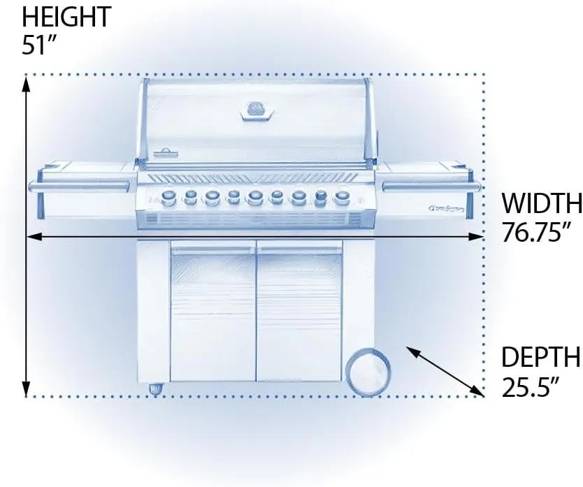 Napoleon PRO665RSIBPSS-3 Prestige PRO 665 RSIB Propane Gas Grill, sq.in.   Infrared Side and Rear Burners, Stainless Steel